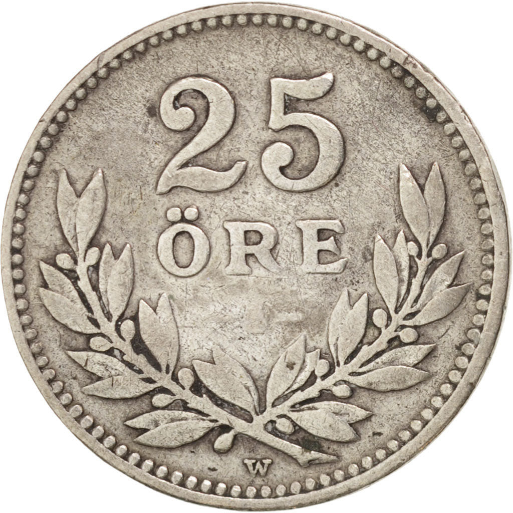 Sweden, Gustaf V, 25 Öre, 1927, Stockholm, VF(30-35), Silver, KM:785