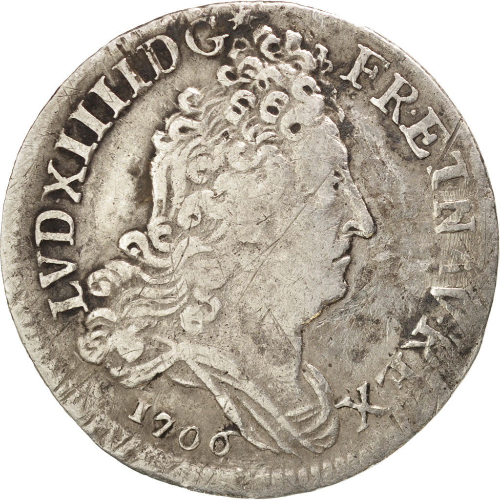 France, Louis XIV, 10 Sols aux insignes, 10 Sols-1/8 Ecu, 1706, Paris
