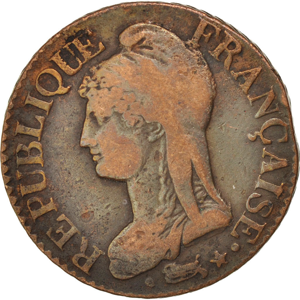 France, Dupré, 5 Centimes, 1798, Paris, VF(30-35), Bronze, KM:640.1
