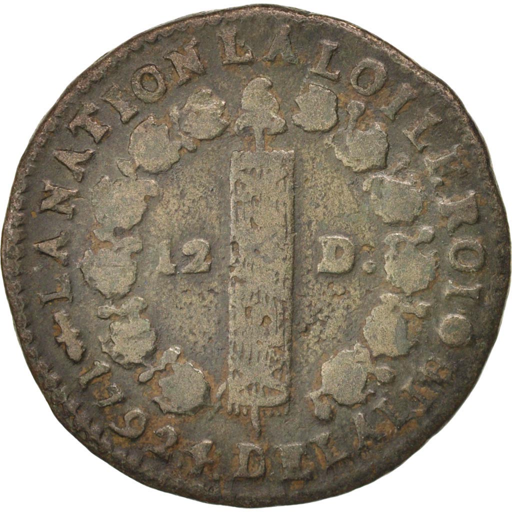 Munten, Frankrijk, 12 deniers françois, 12 Deniers, 1792, Perpignan, FR
