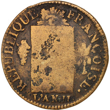 France, Sol aux balances françoise, Sol, 1793, Metz, VG(8-10), Bronze
