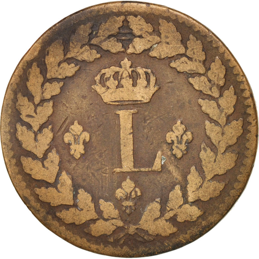 France, Louis XVIII, Decime, 1815, Strasbourg, F(12-15), Bronze, KM:701