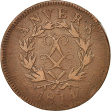 Monnaie, FRENCH STATES, ANTWERP, 10 Centimes, 1814, TB+, Bronze, KM:7.2