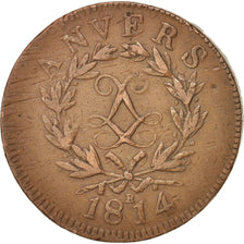 FRENCH STATES, ANTWERP, 10 Centimes, 1814, VF(20-25), Bronze