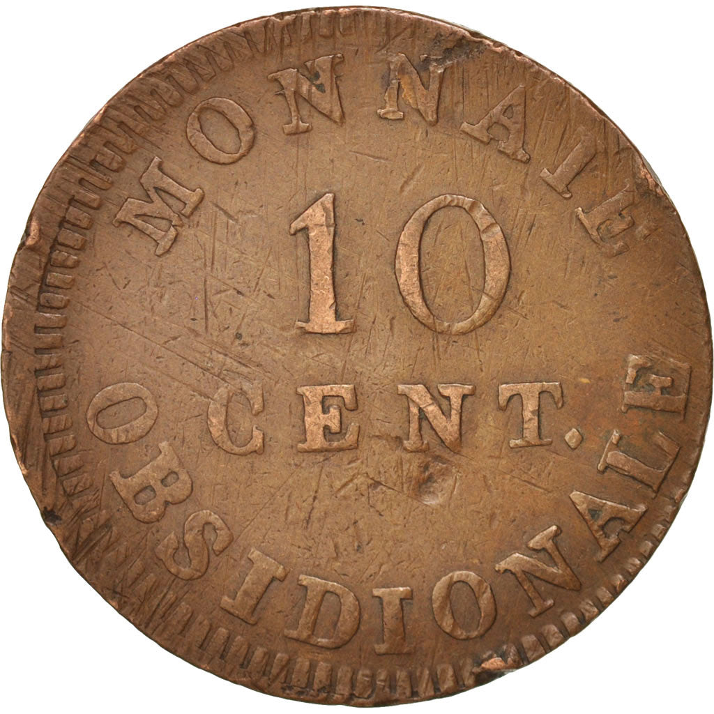FRENCH STATES, ANTWERP, 10 Centimes, 1814, VF(20-25), Bronze