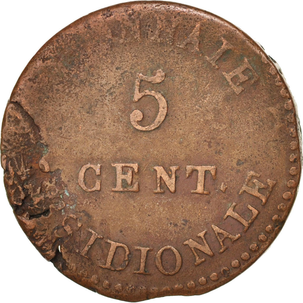 FRENCH STATES, ANTWERP, 5 Centimes, 1814, F(12-15), Bronze