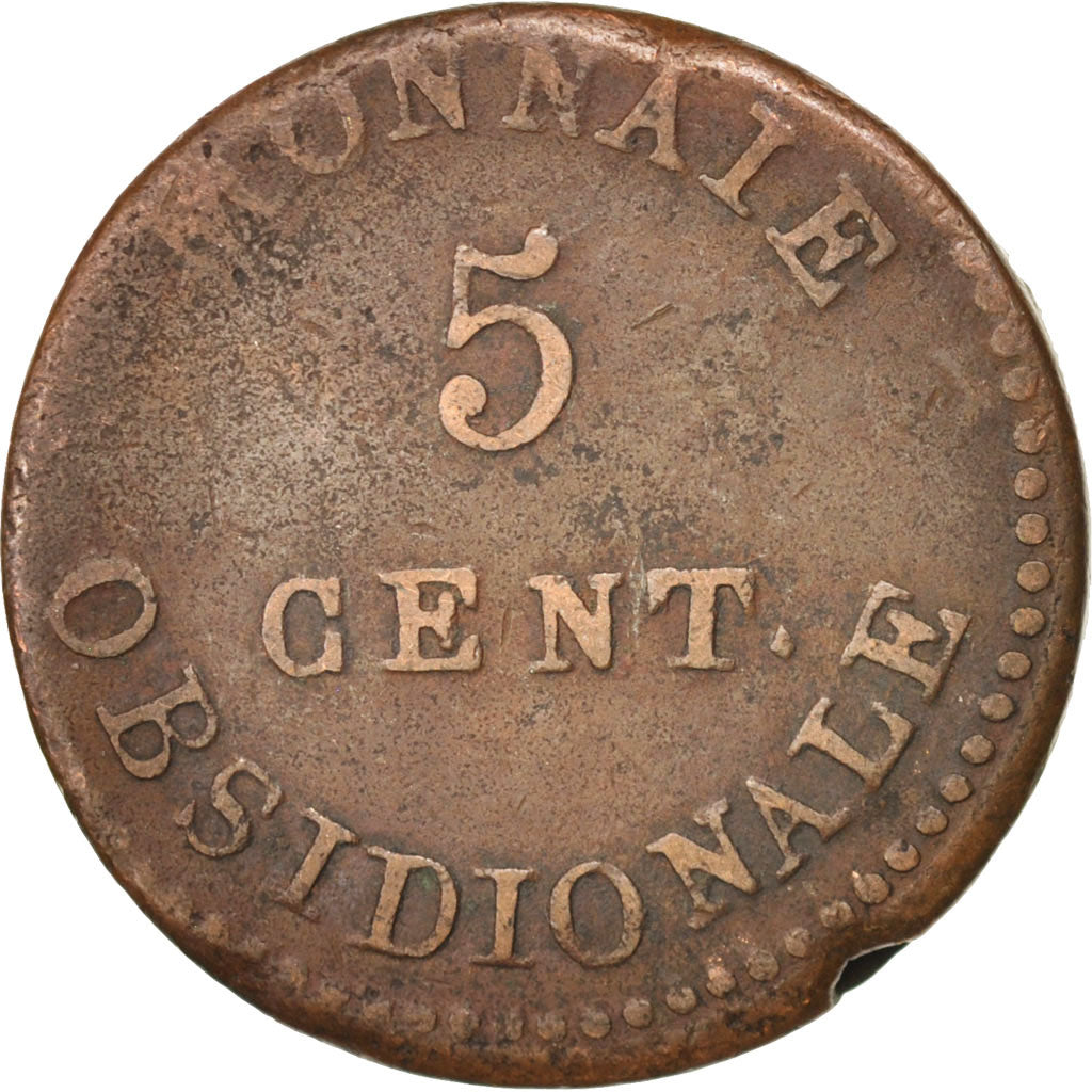 FRENCH STATES, ANTWERP, 5 Centimes, 1814, VF(20-25), Bronze