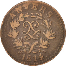 FRENCH STATES, ANTWERP, 5 Centimes, 1814, VF(20-25), Bronze