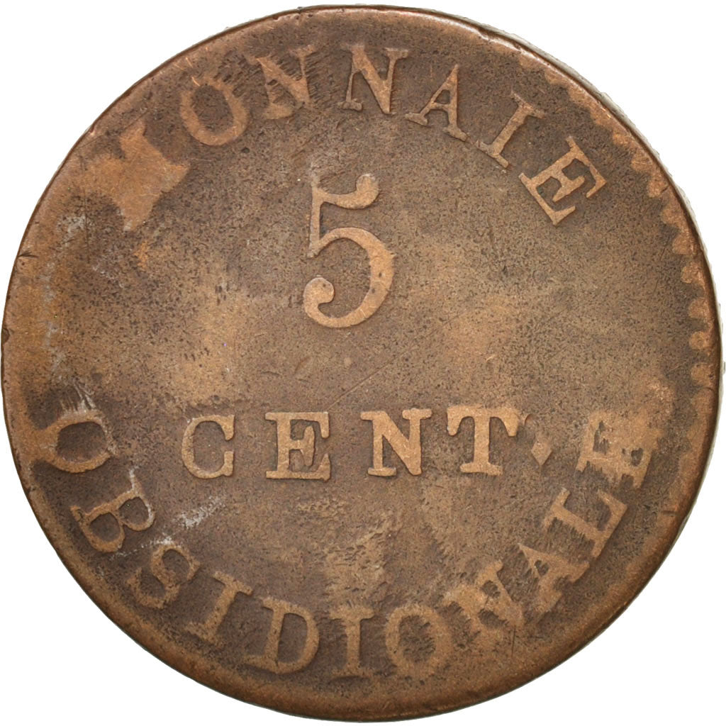 FRENCH STATES, ANTWERP, 5 Centimes, 1814, VF(20-25), Bronze