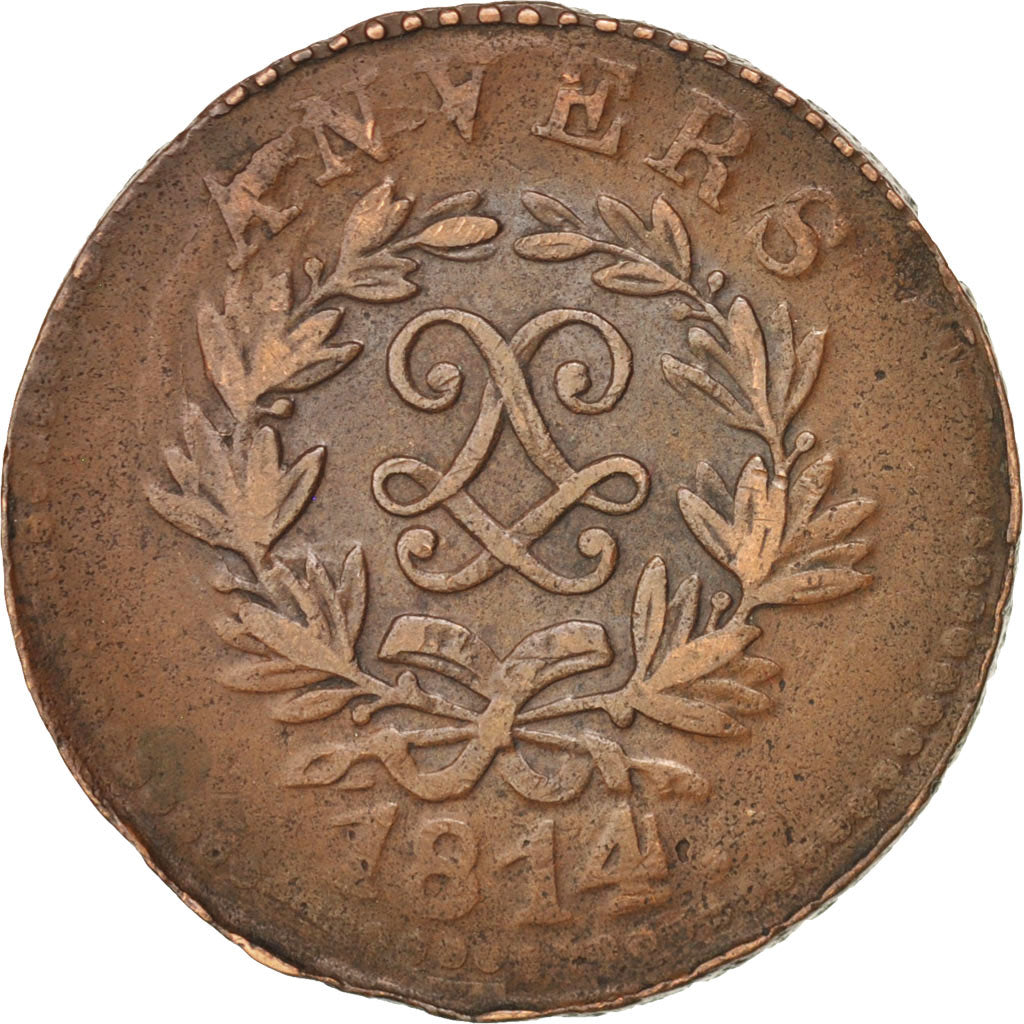Moneta, STATI FRANCESI, ANTWERP, 5 Centimes, 1814, MB+, Bronzo, KM:4.1