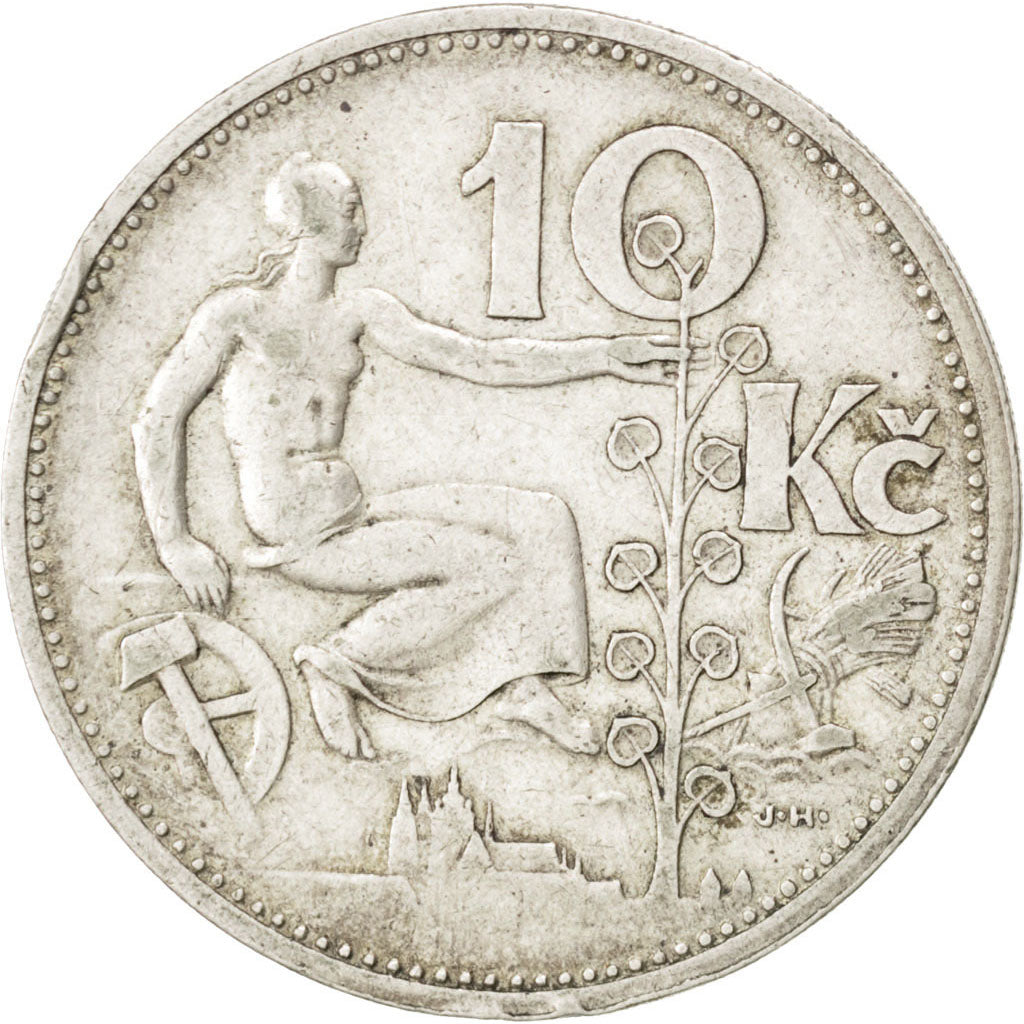 CZECHOSLOVAKIA, 10 Korun, 1932, KM #15, VF(30-35), Silver, 30, 9.95
