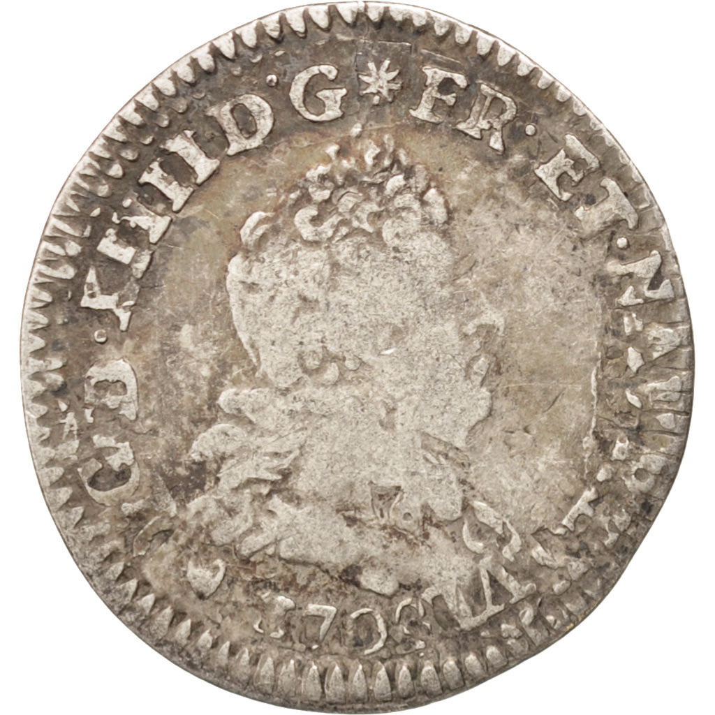 France, Louis XIV, 5 Sols aux insignes, 5 Sols, 1/16 ECU, 1703, Tours