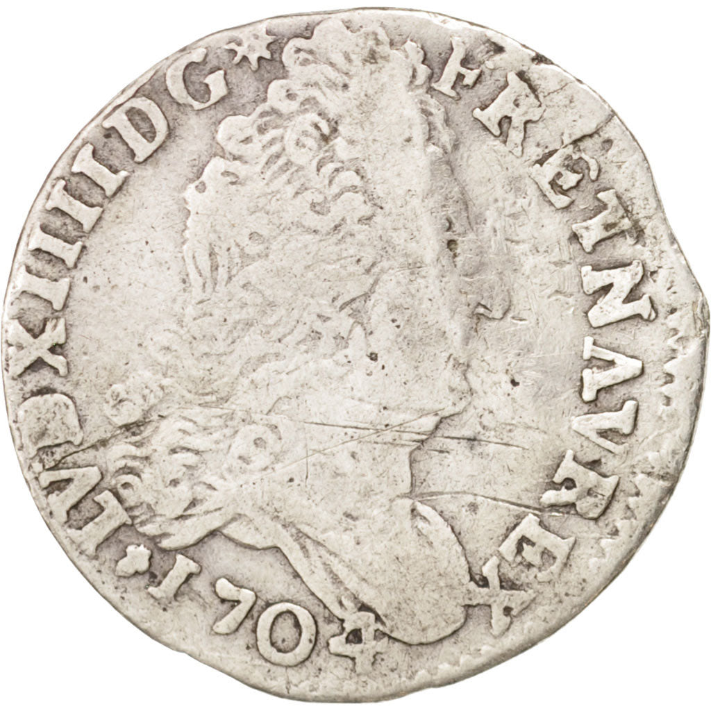 France, Louis XIV, 10 Sols aux insignes, 10 Sols-1/8 Ecu, 1704, La Rochelle