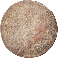 Francia, Louis XV, Double sol (2 sous) en billon, 2 Sols, 1739, Bordeaux, M+,...