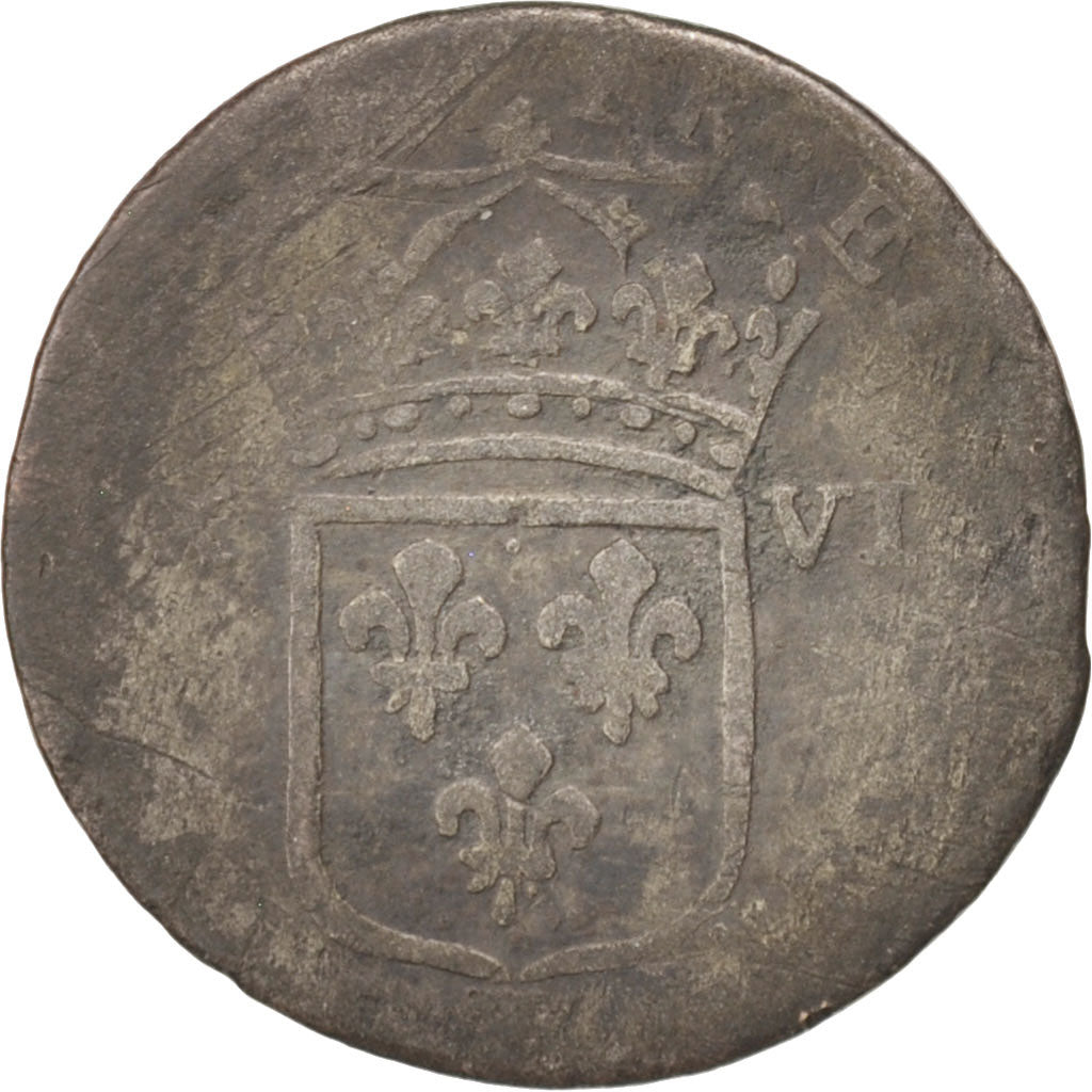 France, Louis XIV, 16 Deniers, VG(8-10), Billon, Gadoury:96