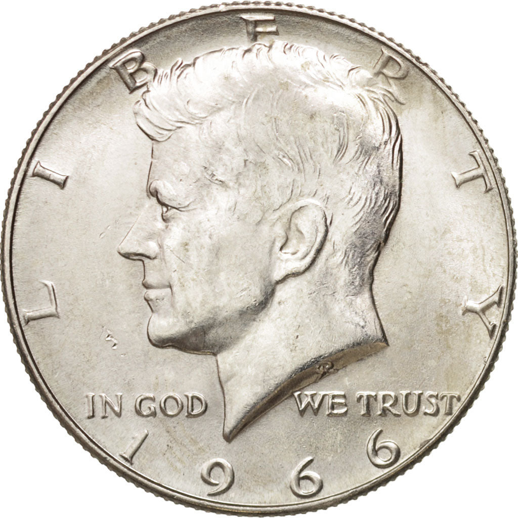 Coin, United States, Kennedy Half Dollar, Half Dollar, 1966, U.S. Mint