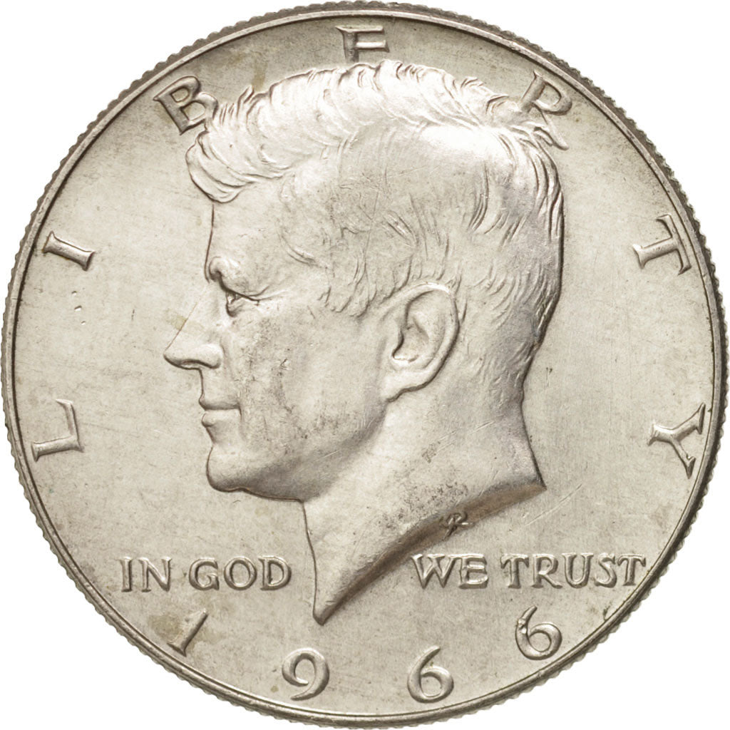 Coin, United States, Kennedy Half Dollar, Half Dollar, 1966, U.S. Mint