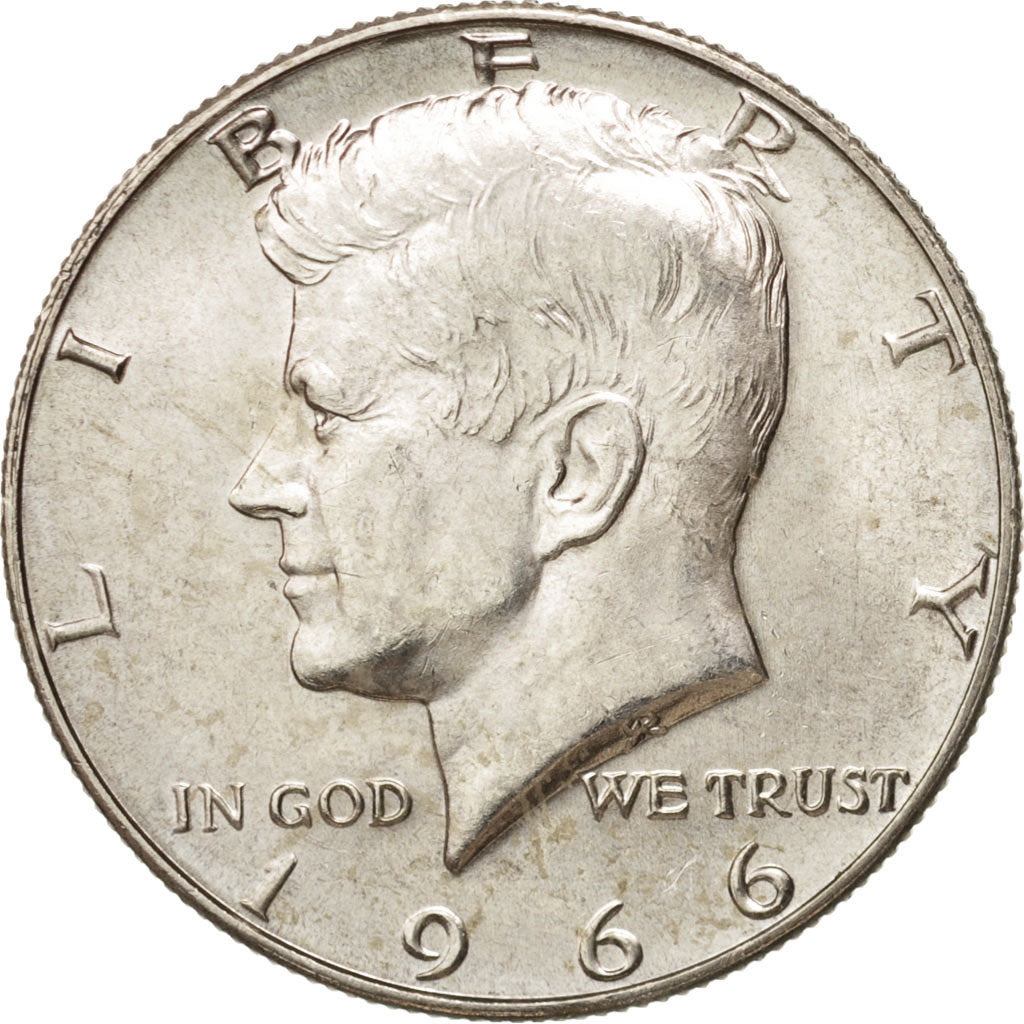 Coin, United States, Kennedy Half Dollar, Half Dollar, 1966, U.S. Mint