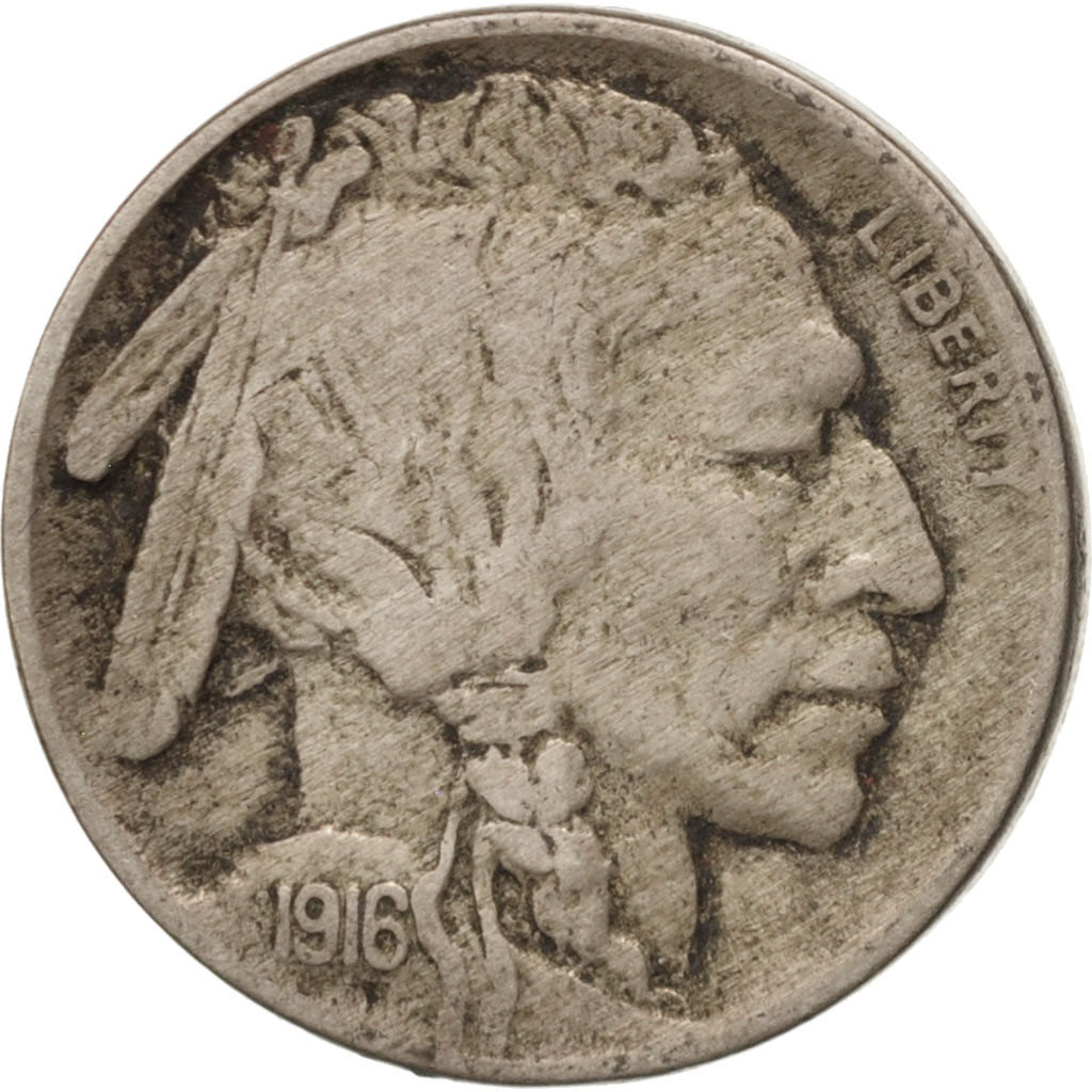 Stati Uniti, Buffalo Nickel, 5 Cents, 1916, U.S. Mint, Philadelphia, MB+, Ram...