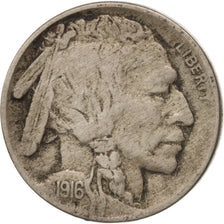 Stati Uniti, Buffalo Nickel, 5 Cents, 1916, U.S. Mint, Philadelphia, MB+, Ram...