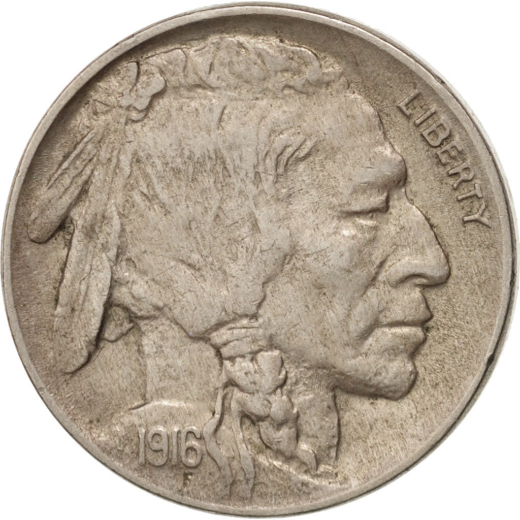 United States, Buffalo Nickel, 5 Cents, 1916, U.S. Mint, Philadelphia