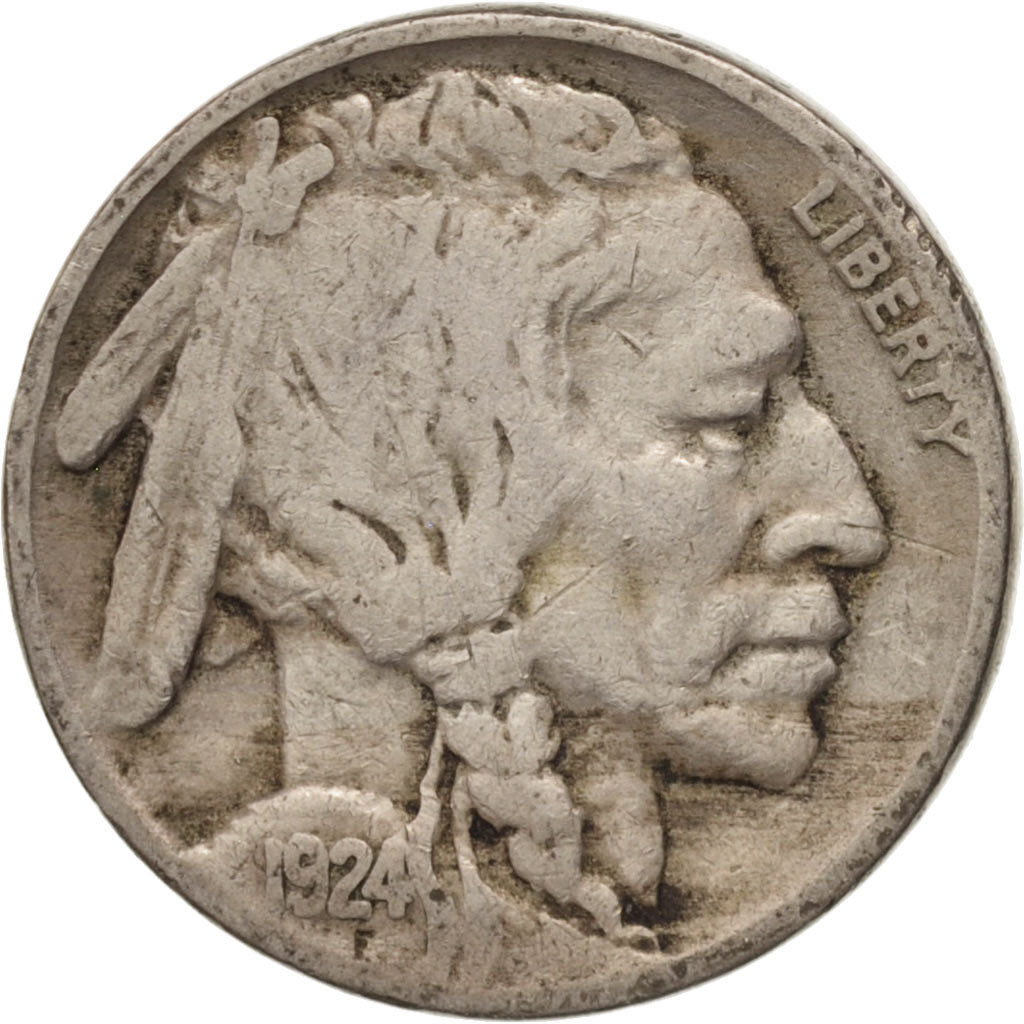 Stati Uniti, Buffalo Nickel, 5 Cents, 1924, U.S. Mint, Philadelphia, BB, Rame...