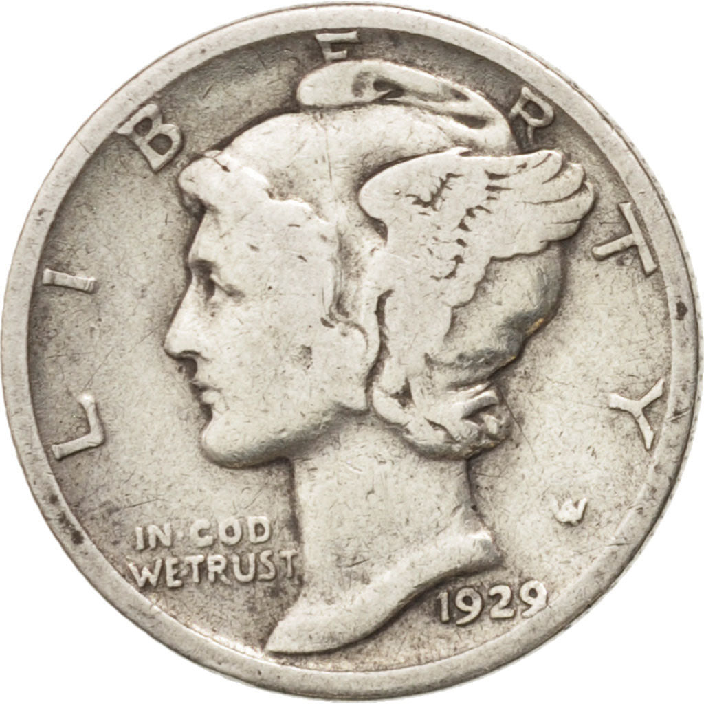 United States, Mercury Dime, Dime, 1929, U.S. Mint, San Francisco, VF(30-35)