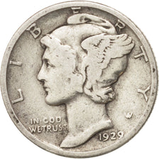 United States, Mercury Dime, Dime, 1929, U.S. Mint, San Francisco, VF(30-35)
