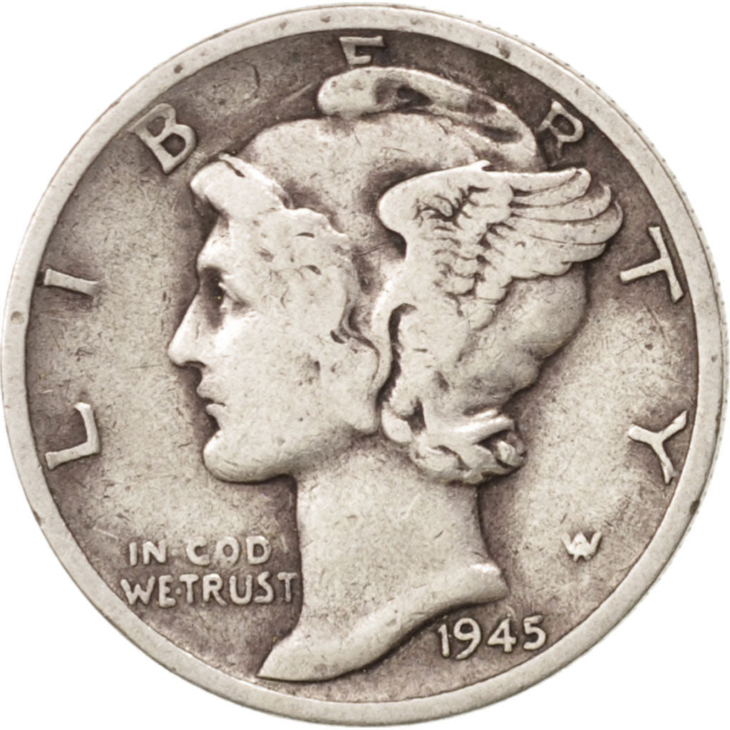 United States, Mercury Dime, Dime, 1945, U.S. Mint, San Francisco, VF(30-35)