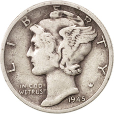 United States, Mercury Dime, Dime, 1945, U.S. Mint, San Francisco, VF(30-35)