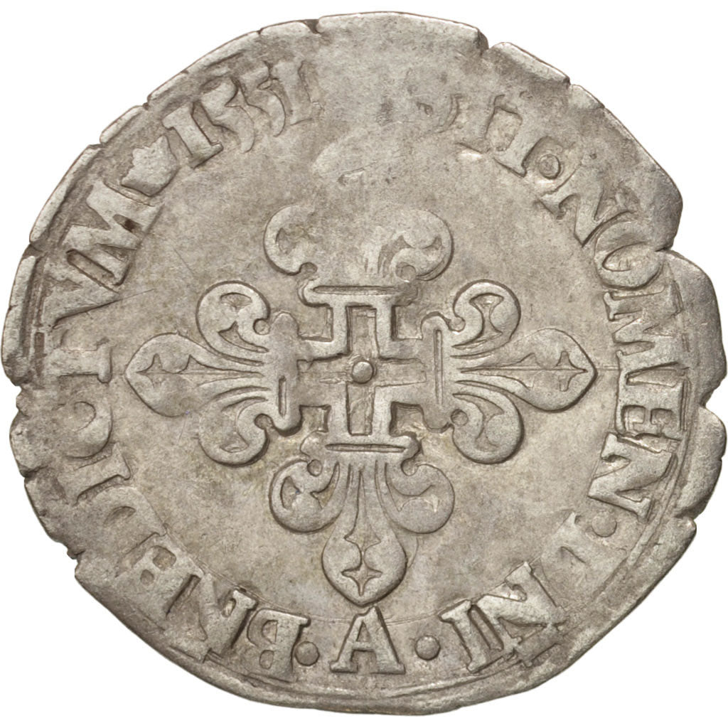 Moneta, Francia, Demi Gros de Nesle, 1551, Paris, MB+, Argento, Sombart:4458