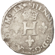 France, Henry II, Demi Gros de Nesle, 1551, Paris, VF(20-25), Silver