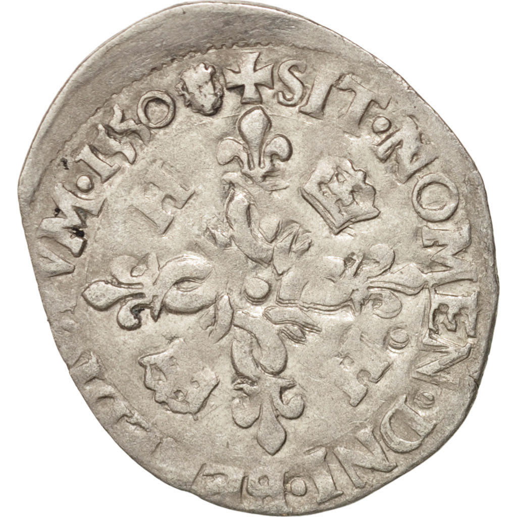 Moneda, Francia, Douzain aux croissants, 1550, Poitiers, BC+, Vellón