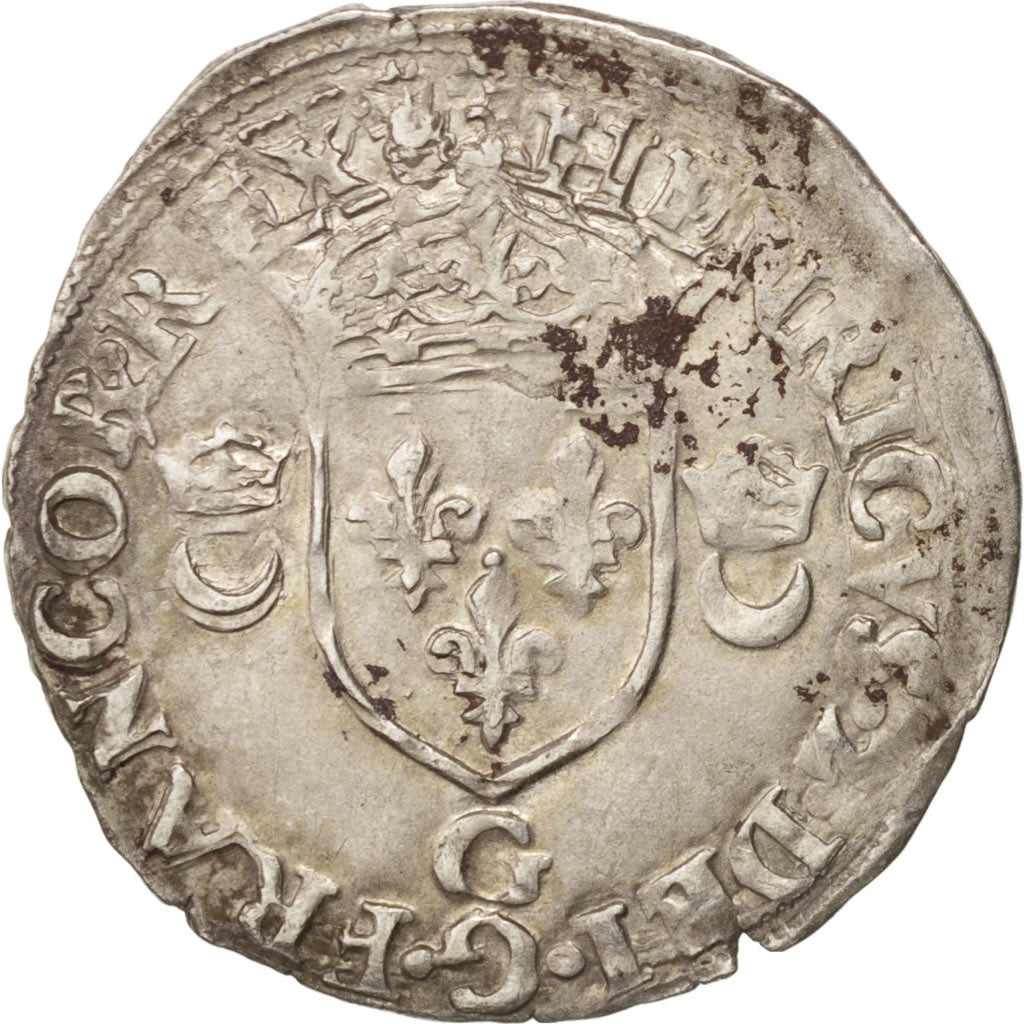 Moneta, Francja, Douzain aux croissants, 1550, Poitiers, EF(40-45), Bilon