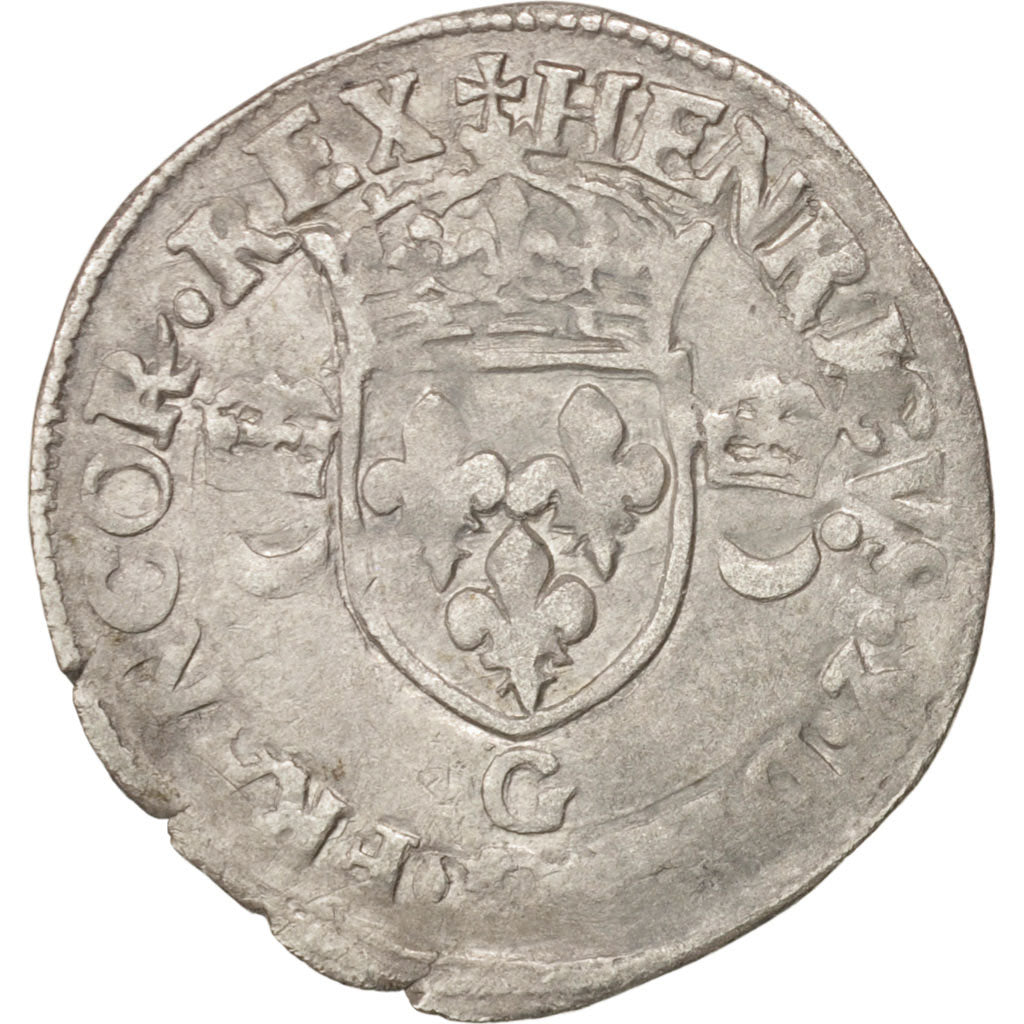 Moneda, Francia, Douzain aux croissants, 1550, Poitiers, MBC, Vellón