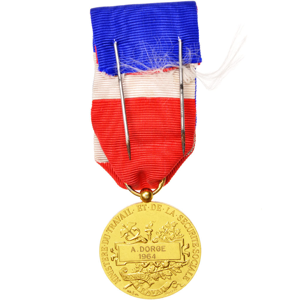 France, Médaille d'honneur du travail, Medal, 1964, Very Good Quality, Vermeil