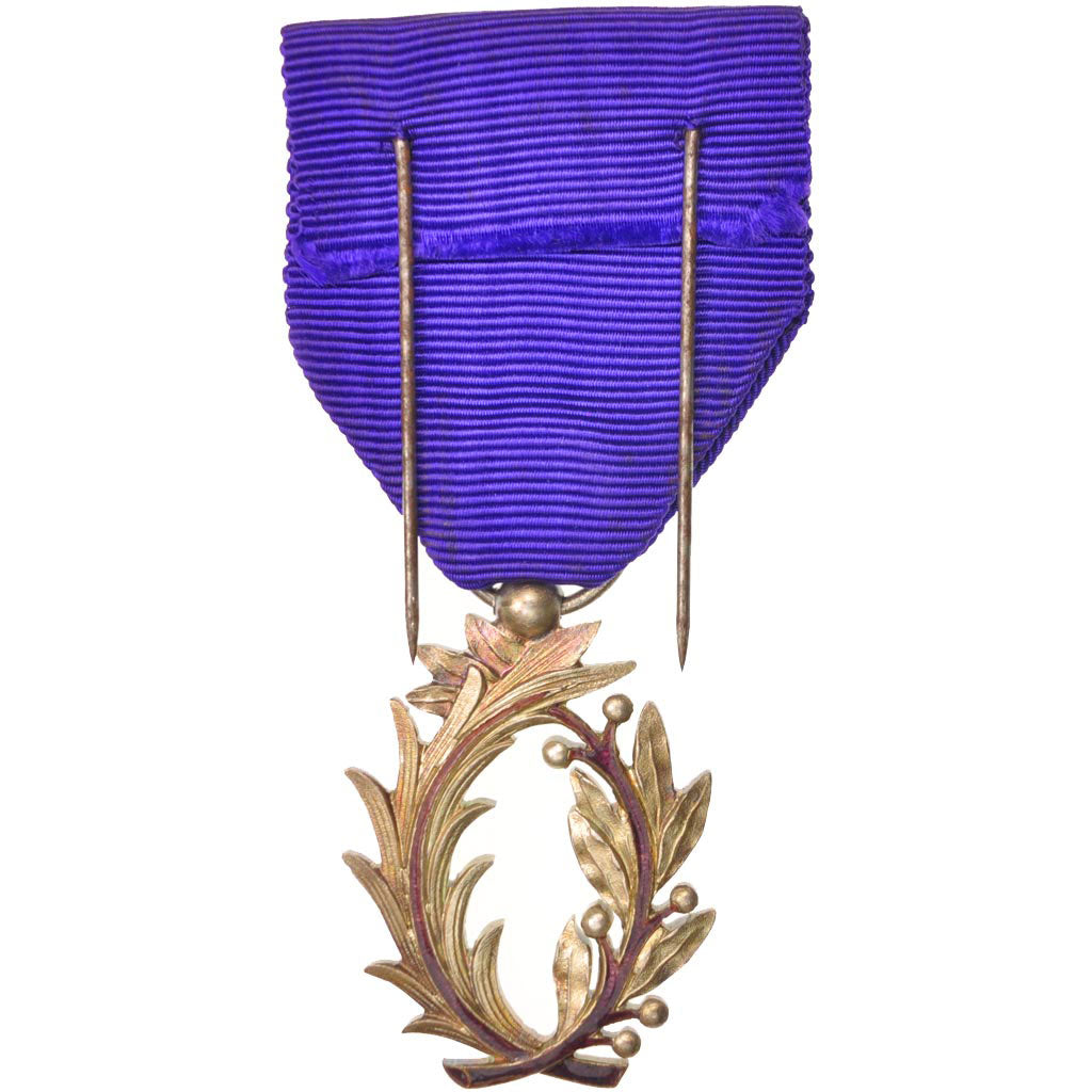 France, Ordre des Palmes Académiques, Medal, 1955, Good Quality, Silver, 28