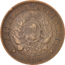 Argentina, 2 Centavos, 1890, Buenos Aires, EF(40-45), Bronze, KM:33