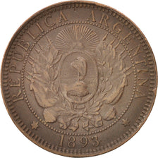 Argentina, 2 Centavos, 1893, Buenos Aires, VF(30-35), Bronze, KM:33