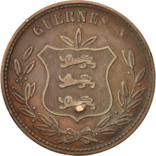 Moneta, Guernsey, 8 Doubles, 1874, Heaton, Birmingham, VF(20-25), Bronze, KM:7