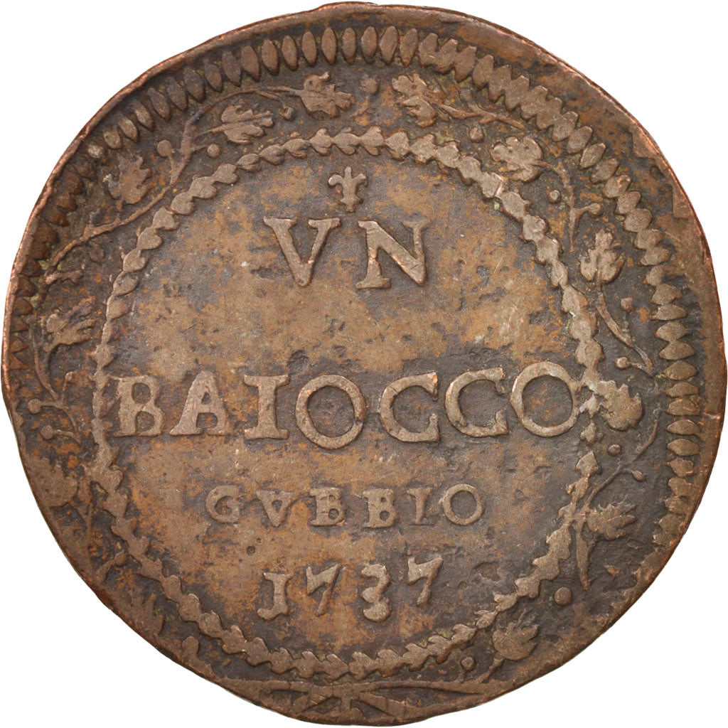 ITALIAN STATES, PAPAL STATES-GUBBIO, Clement XII, Baiocco, 1737, Roma
