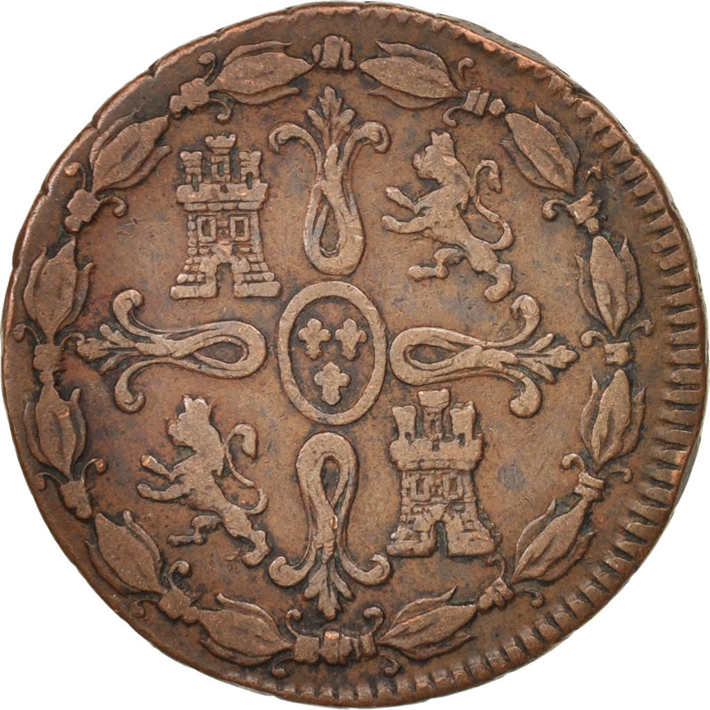 Spagna, Ferdinand VII, 8 Maravedis, 1824, Jubia, BB, Rame, KM:502.1