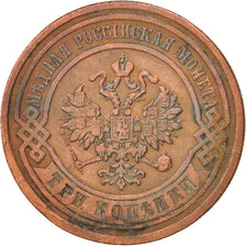 Russia, Nicholas II, 3 Kopeks, 1878, Saint-Petersburg, BB, Rame, KM:11.2