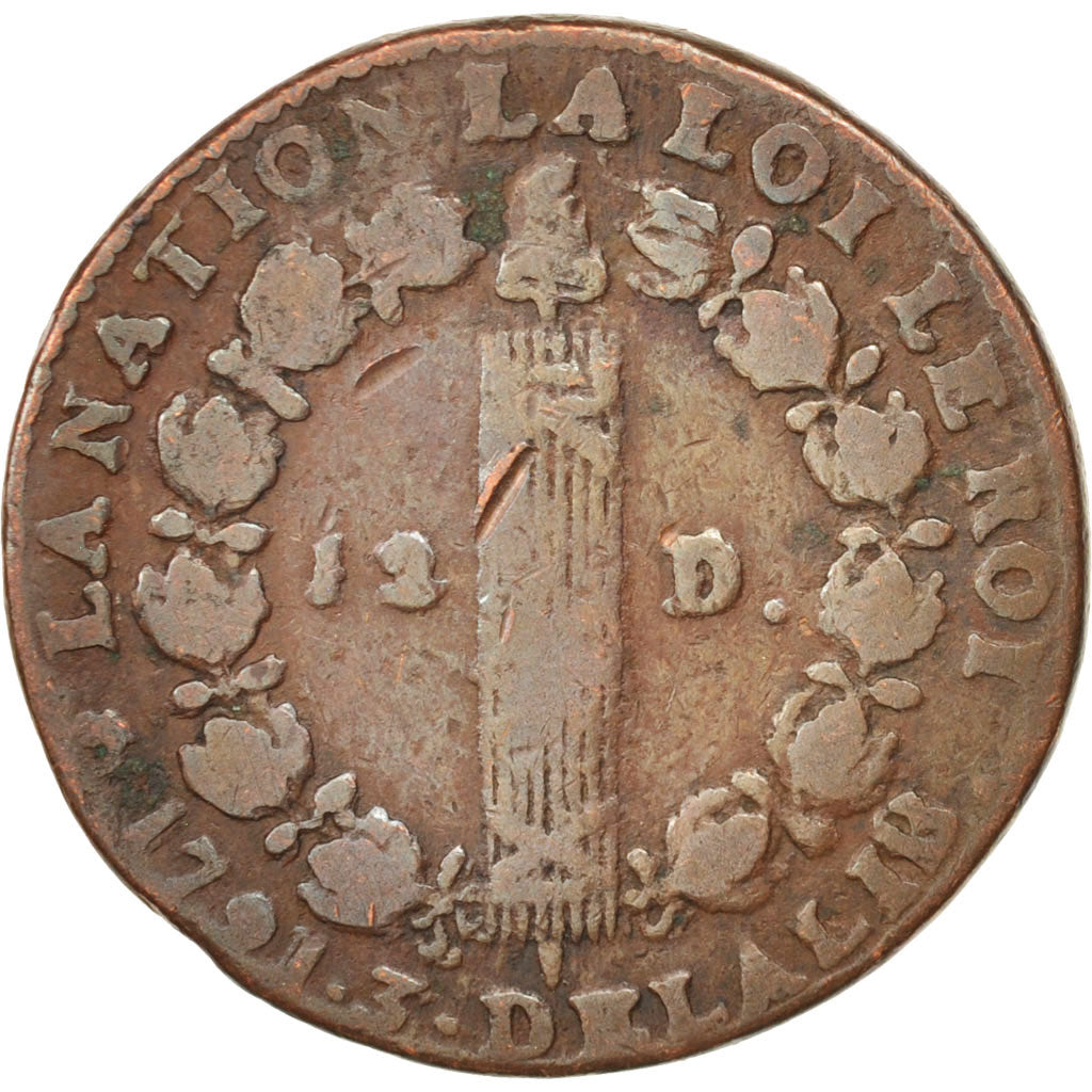 Münze, Frankreich, 12 deniers françois, 12 Deniers, 1791, Lyon, S, Bronze