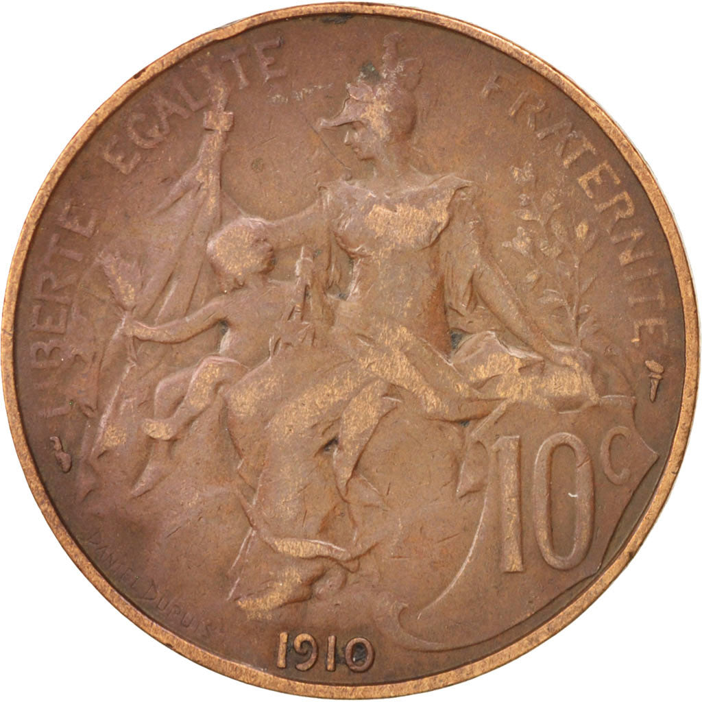 Coin, France, Dupuis, 10 Centimes, 1910, Paris, EF(40-45), Bronze, KM:843