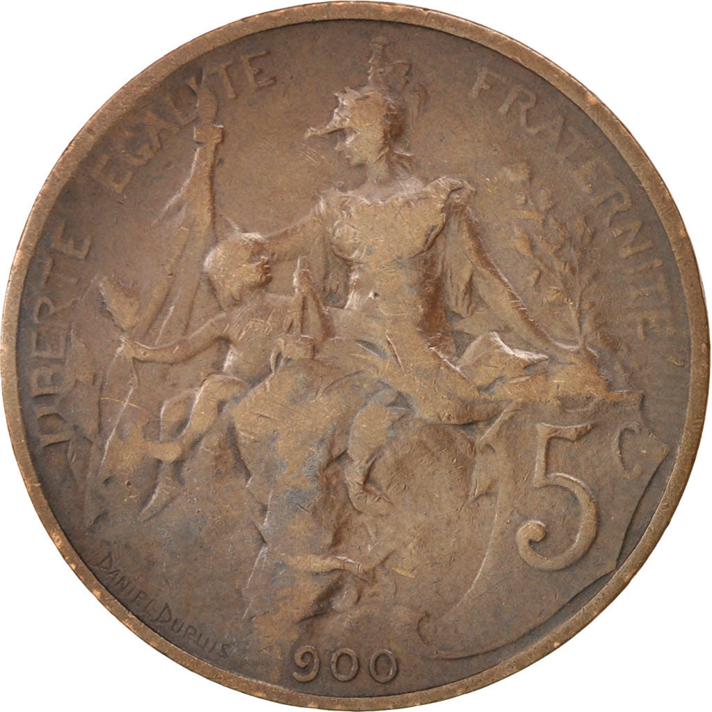 Moneta, Francia, Dupuis, 5 Centimes, 1900, Paris, MB+, Bronzo, KM:842