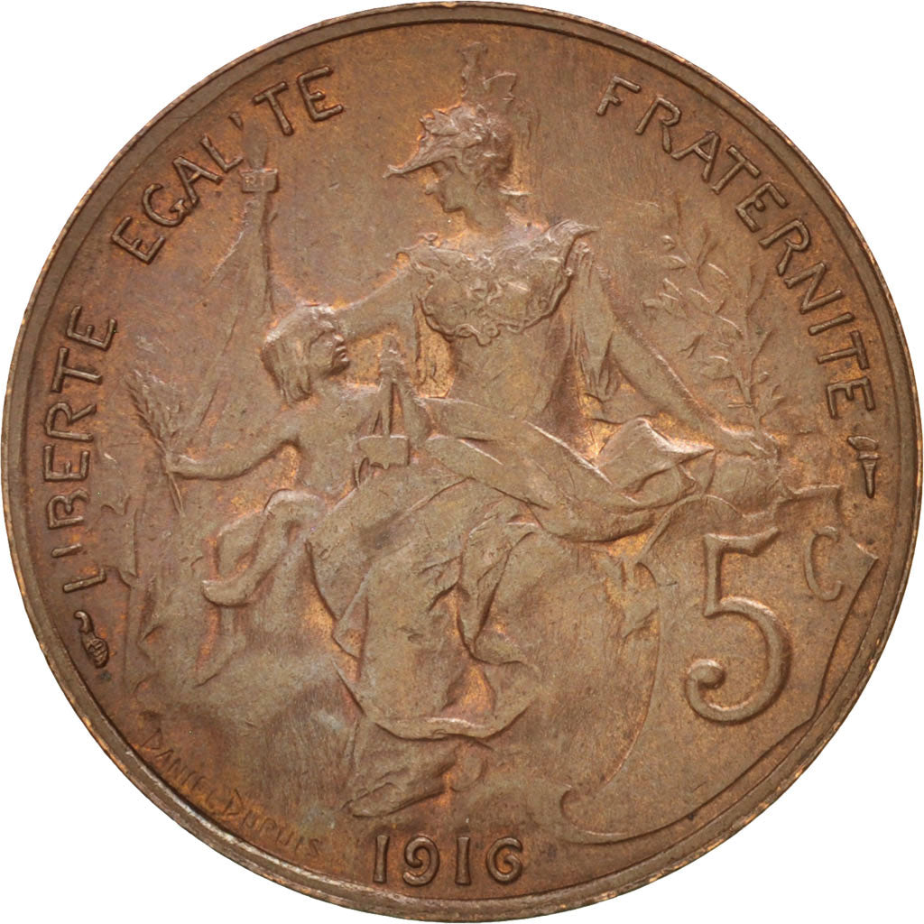 Coin, France, Dupuis, 5 Centimes, 1916, Paris, AU(55-58), Bronze, KM:842