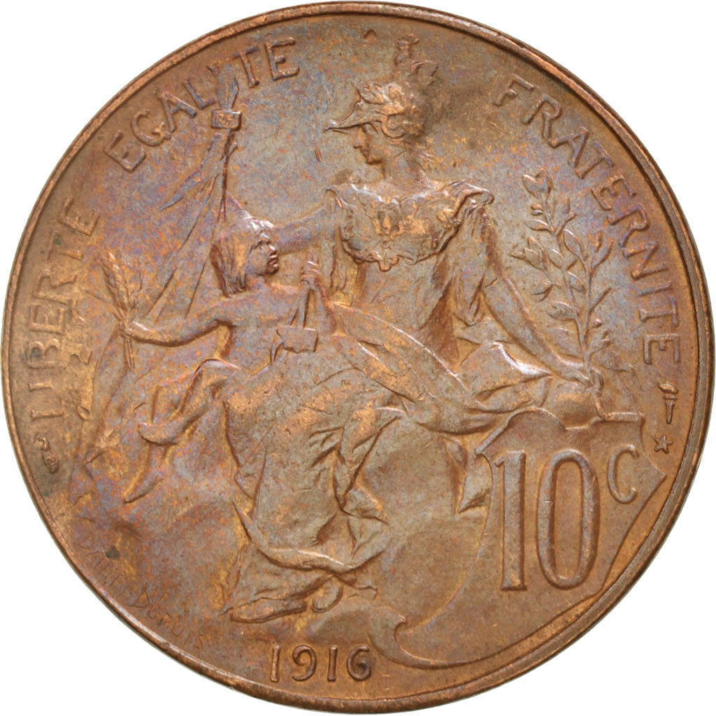 Coin, France, Dupuis, 10 Centimes, 1916, Paris, AU(55-58), Bronze, KM:843