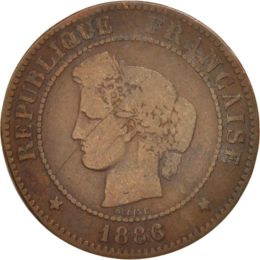 France, Cérès, 5 Centimes, 1886, Paris, F(12-15), Bronze, KM:821.1