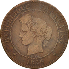 France, Cérès, 5 Centimes, 1886, Paris, F(12-15), Bronze, KM:821.1